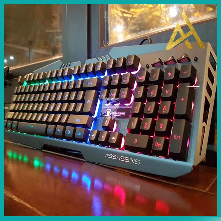 Bàn Phím Máy Vi Tính Laptop Chơi Game ASSASSINS AK8000 Đèn LED 7 Màu - Bàn phím Cơ Keyboard Gaming Có Dây