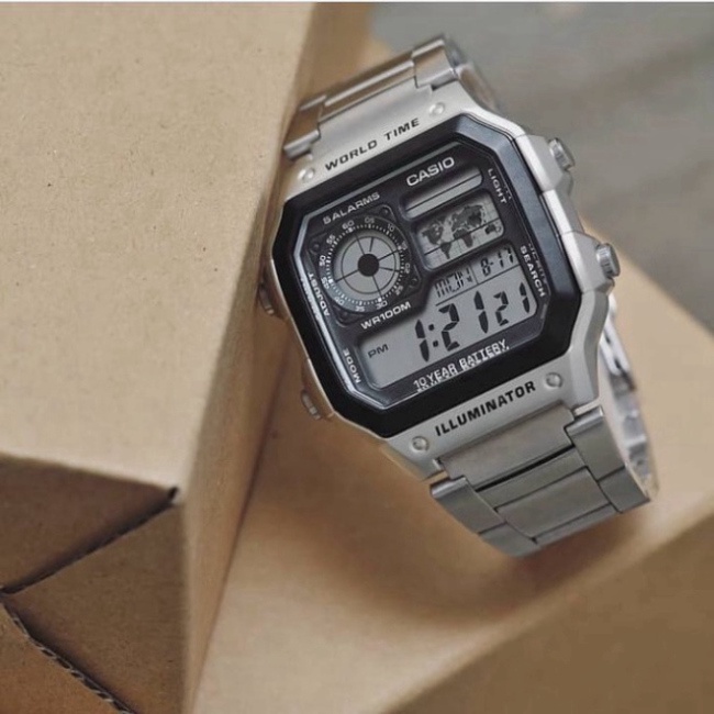 Đồng Hồ Nam CASIO AE1200 Dây Kim Loại – Tặng full box - Chống Nước 3atm, Trẻ trung năng động – haizz.shop