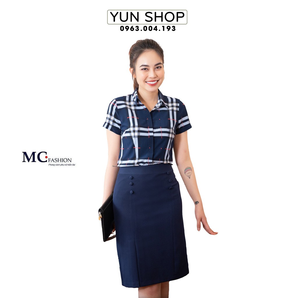 Áo Sơ Mi Công Sở Nữ, Áo Sơ Mi Nữ Đẹp- Kiểu Dáng Thời Trang Chuẩn Hãng MC fashion A665 Kẻ Bbr
