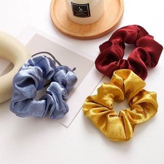 Scrunchies Dây Cột Tóc Vải Lụa Mịn Phi Bóng Ánh Kim