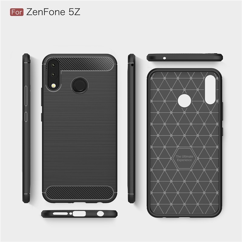 Ốp điện thoại  Asus Zenfone TPU silicone mềm họa tiết sợi carbon cho 5Z ZS620KL 6.2"