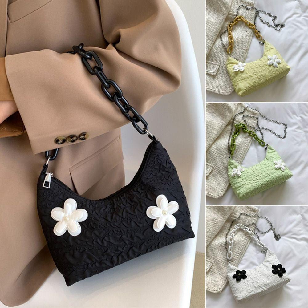 Túi Đeo Vai Bằng Nylon Phối Dây Xích Thời Trang Cho Nữ