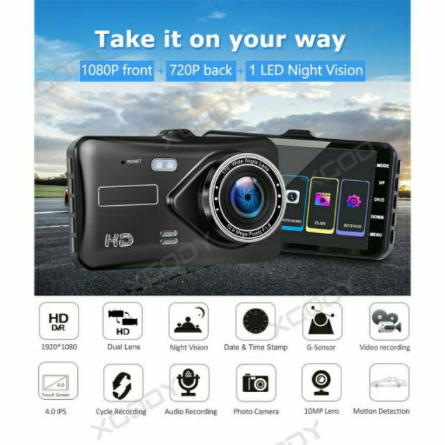 Touch Screen Dual Lens Car Camera Vehicle Video Dash Cam Full HD | BigBuy360 - bigbuy360.vn
