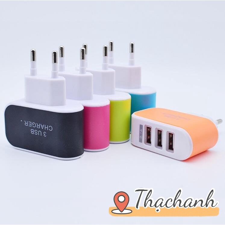 Cóc sạc 3 cổng usb tiện dụng, đầu cấm tròn