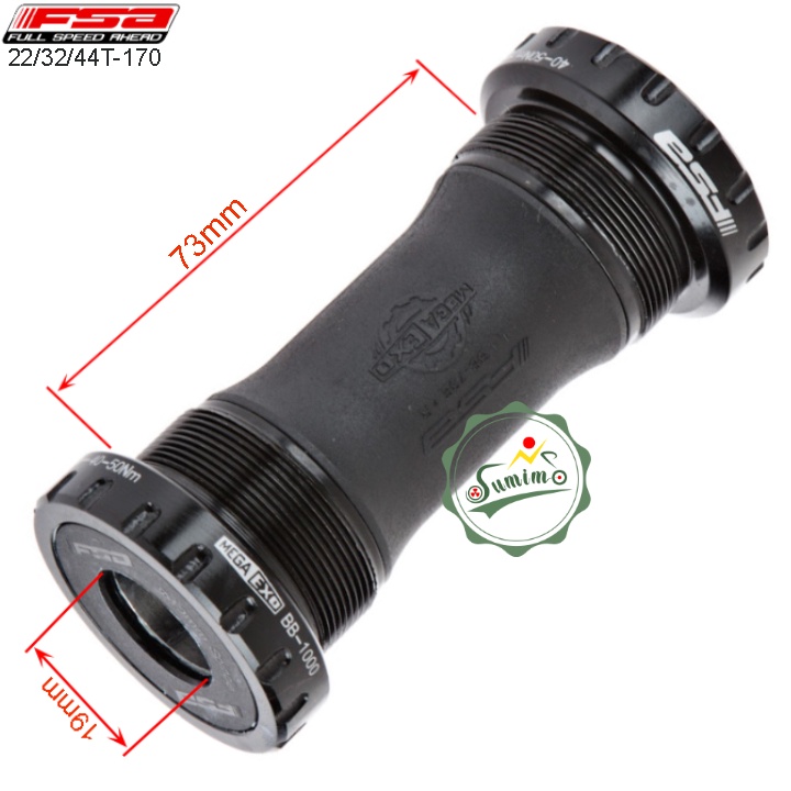 Giò dĩa xe đạp - Đùi dĩa cốt rỗng FSA Gamma Drive 3 tầng 22/32/44T-170 kèm BB-73 - Chính hãng