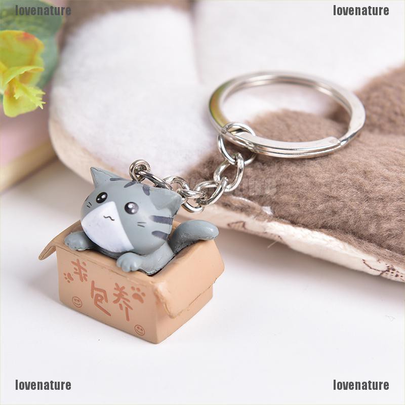 💥💥Móc khóa tích hợp dây treo cặp hình chú mèo chui trong hộp đáng yêu