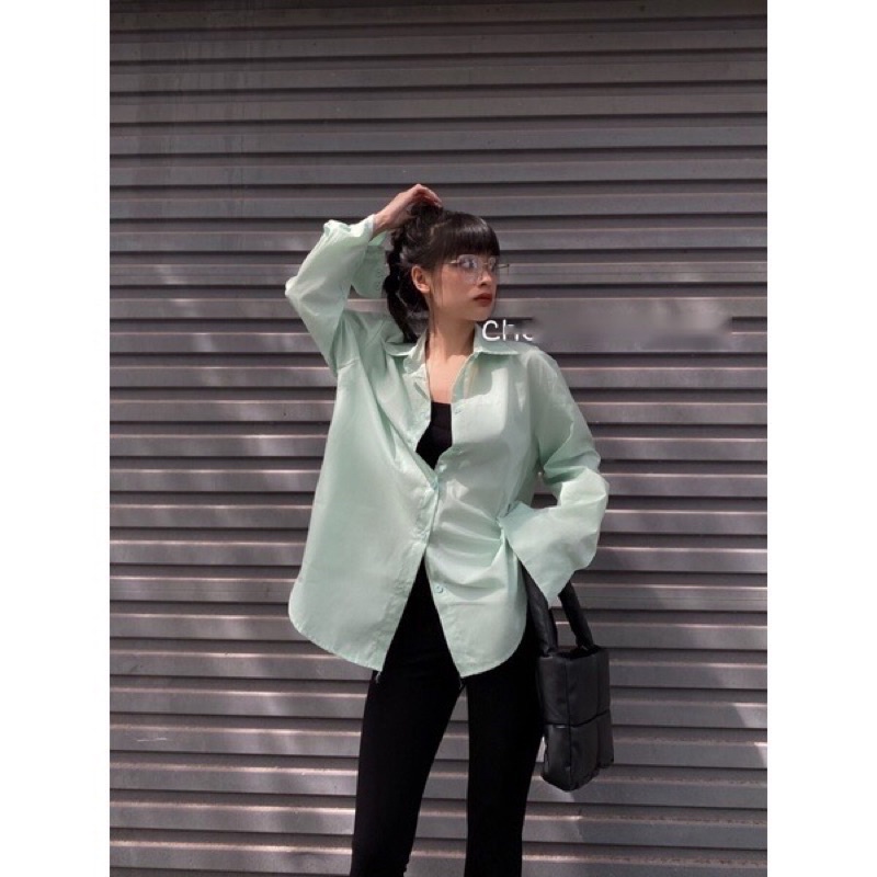 Sơmi form rộng Xanh mint _Oversize