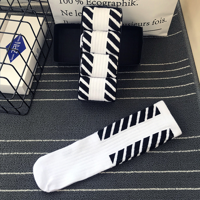 Tất Cotton Thể Thao Kẻ Sọc Phong Cách Hip-Hop