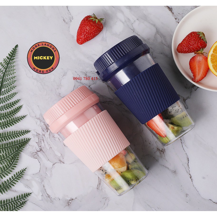 Máy sinh tố cầm tay mini, pin 1500mAh, xay được đá mini và mang đi du lịch, đi làm tiện dụng