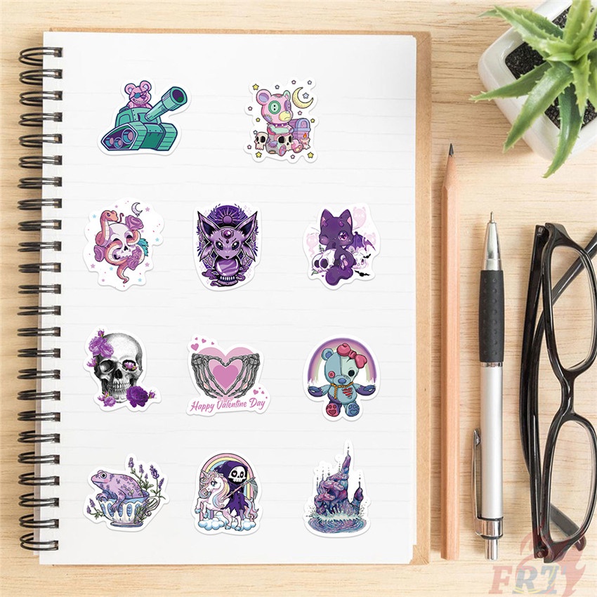 ❉ Set 03 Sticker Dán Trang Trí Nghệ Thuật Phong Cách Gothic Độc Đáo ❉ Bộ 64 Miếng Dán Chống Thấm Nước Họa Tiết Doodle Thời Trang