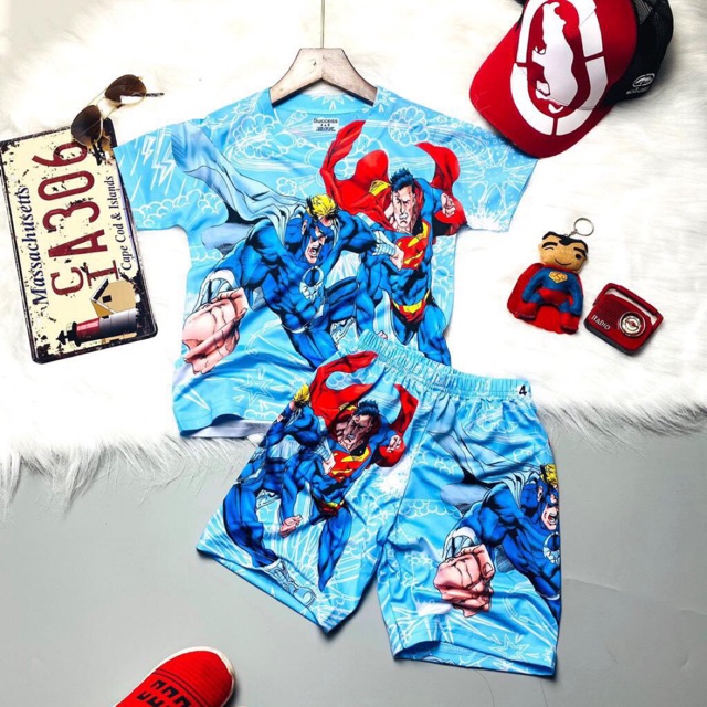 (12-40kg) bộ bé trai thun lạnh 3D nhân vật hoạt hình cao cấp