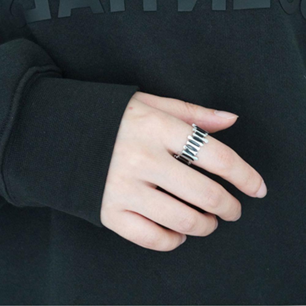 Nhẫn Thép Titan Mặt Cười Hình Học Thời Trang Đường Phố Cho Nam Nữ