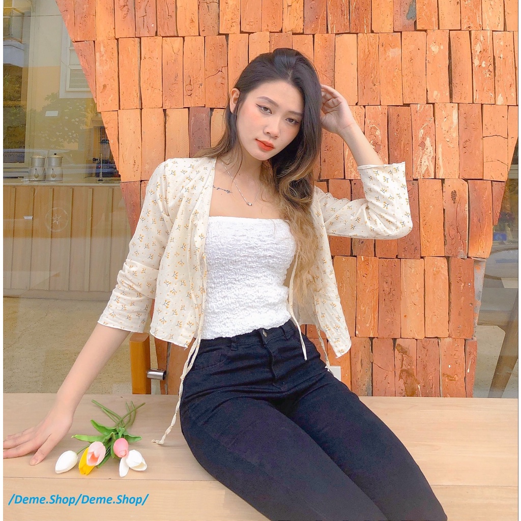 Sét áo crotop buộc nơ