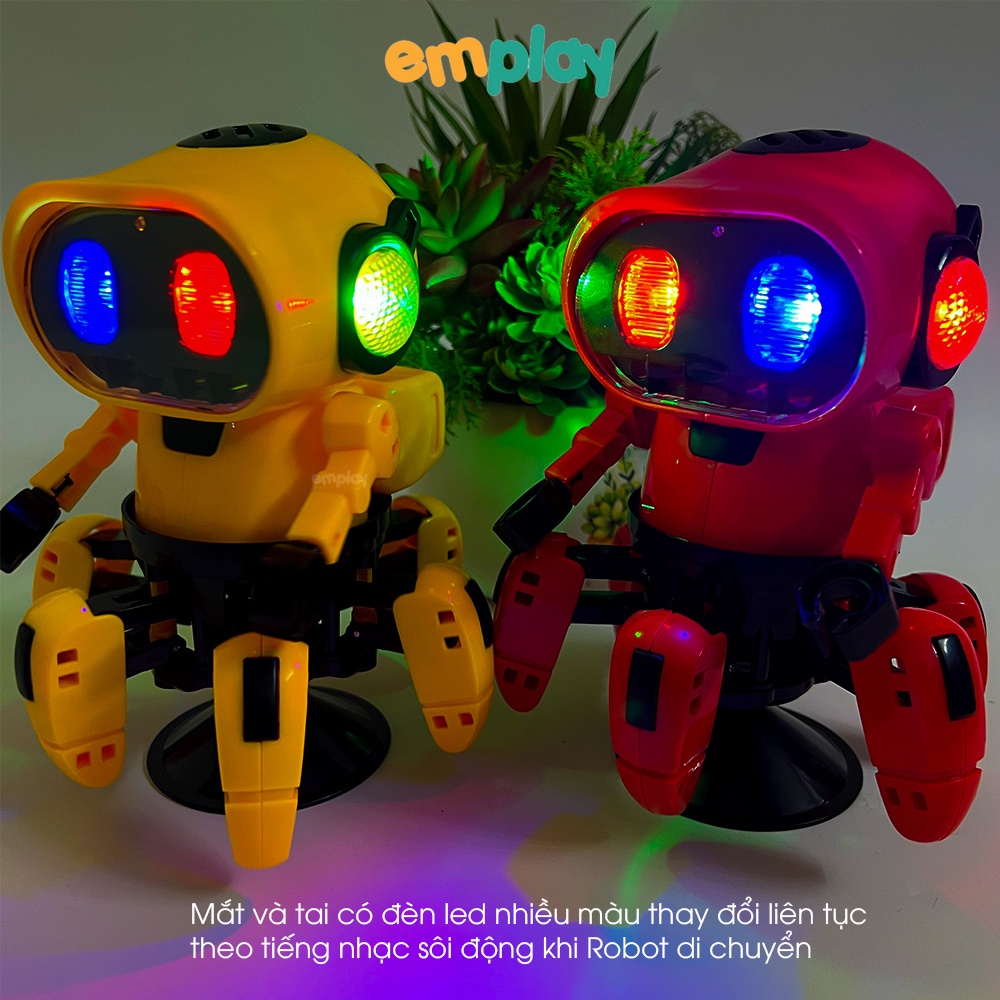 Robot vũ trụ 6 chân cao cấp mới lạ Emplay có đèn led hấp dẫn di chuyển theo nhạc sôi động chất liệu nhựa an toàn cho bé