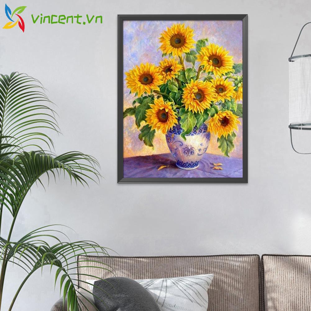 Tranh Thêu Chữ Thập Hình Hoa Hướng Dương 11ct 40x50cm