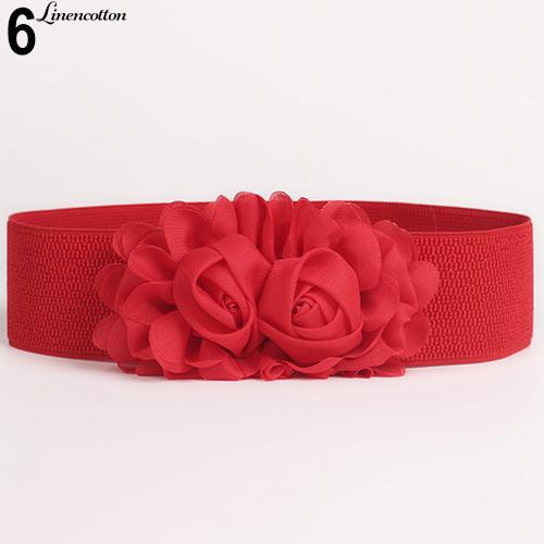 Thắt Lưng Co Giãn Hình Hoa Màu Trơn Cho Nữ