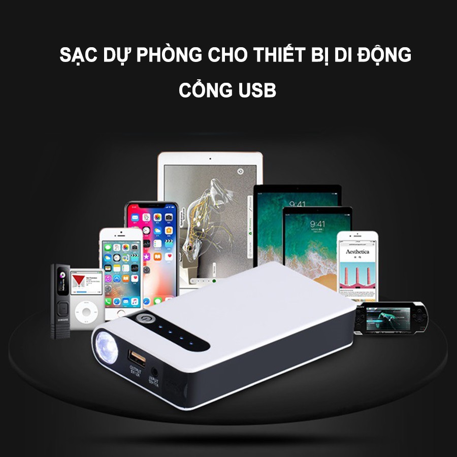 [BH 1 Năm] Kích Nổ Ô Tô 20.000mAh kích được 30 lần, Sạc đầy 5 tiếng, Pin dung lượng lớn tích hợp đèn soi và Sạc dự phòng