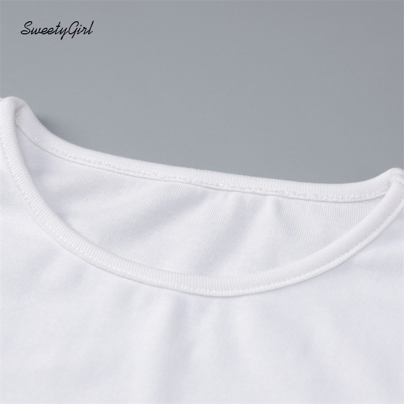 Áo Thun Croptop Tay Ngắn Cổ Tròn In Chữ Màu Xanh Dương Thời Trang 2022 Quyến Rũ Cho Nữ