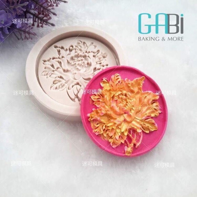 Khuôn fondant silicon hoa mẫu đơn + cá chép