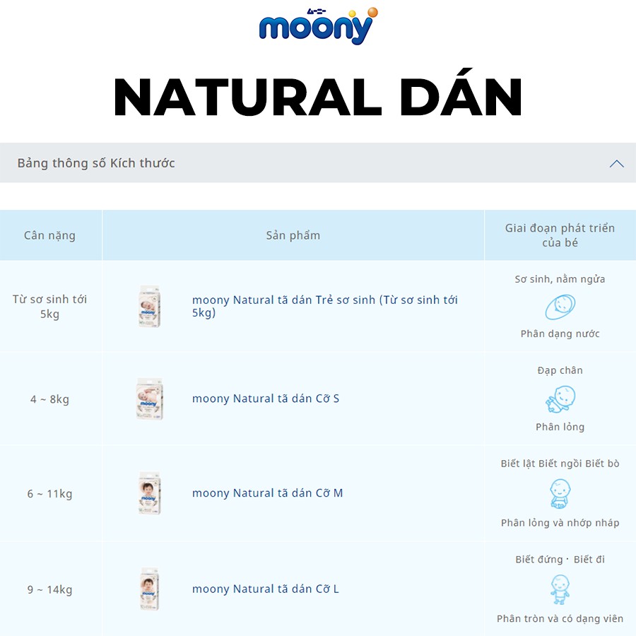 Bỉm  dán/quần Moony đủ size nb90/s84/m64/m58/l54/l44/xl38  – Ú Òa