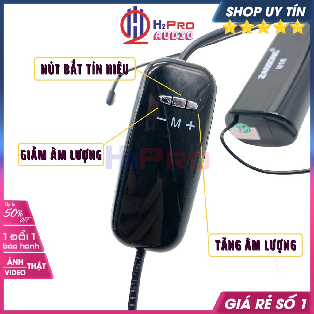 Micro Trợ Giảng Không Dây, Micro Không Dây Đeo Tai Zansong U18 Sóng UHF Kết Nối Loa Trợ Giảng, Loa Kéo, Amly-H2Pro Tech