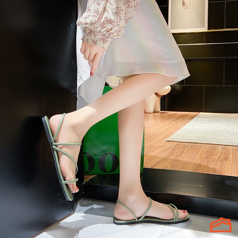 Dép sandal đế bằng phong cách Hàn Quốc thời trang mùa hè cho nữ