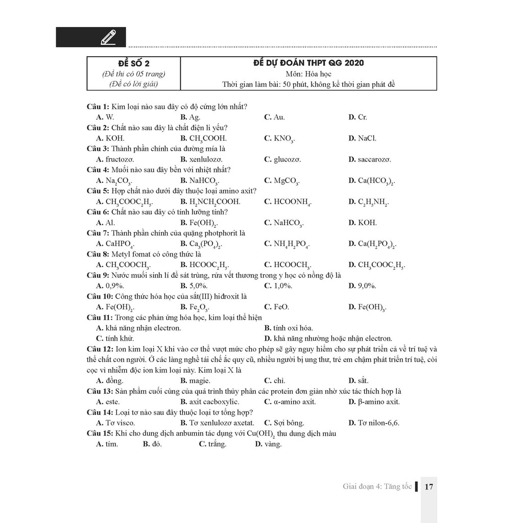 Sách - CC Thần tốc luyện đề 2020 môn Hóa học tập 2