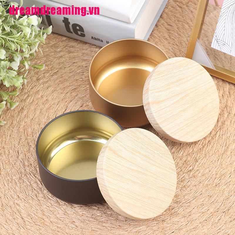 Hộp Đựng Nến Bằng Thiếc Vân Gỗ Độc Đáo