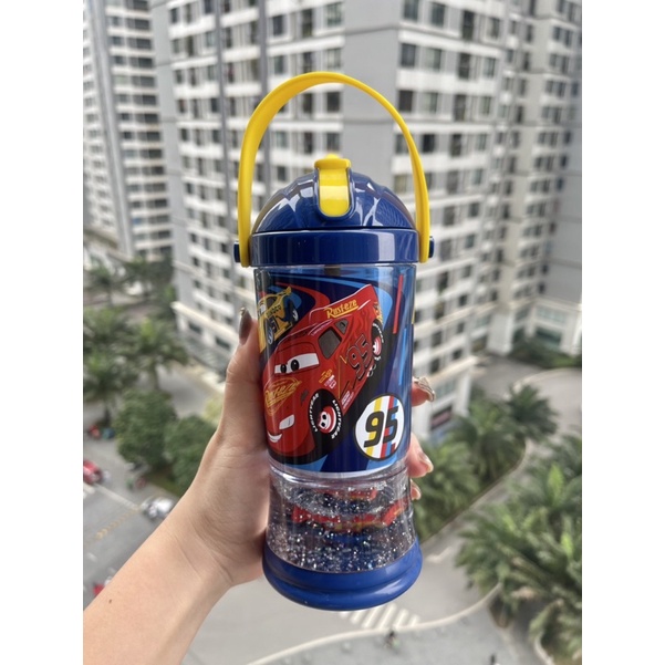 Bình nước có ống hút cho bé hàng nhập Disney Mỹ hoạ tiết Spiderman,Elsa,Minnie,Mcqueen