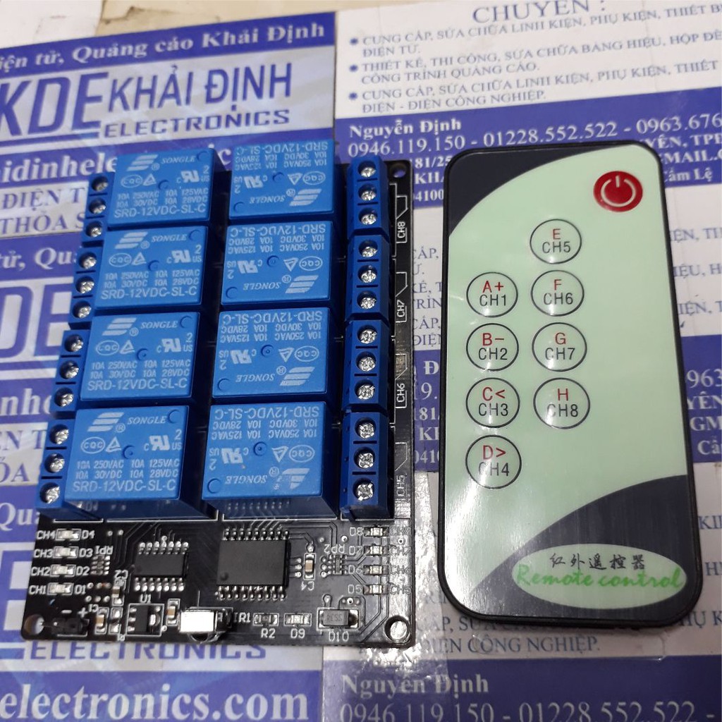 module Hồng Ngoại 8 Relay 12v + remote HN 8 kênh, tự giữ kde4140