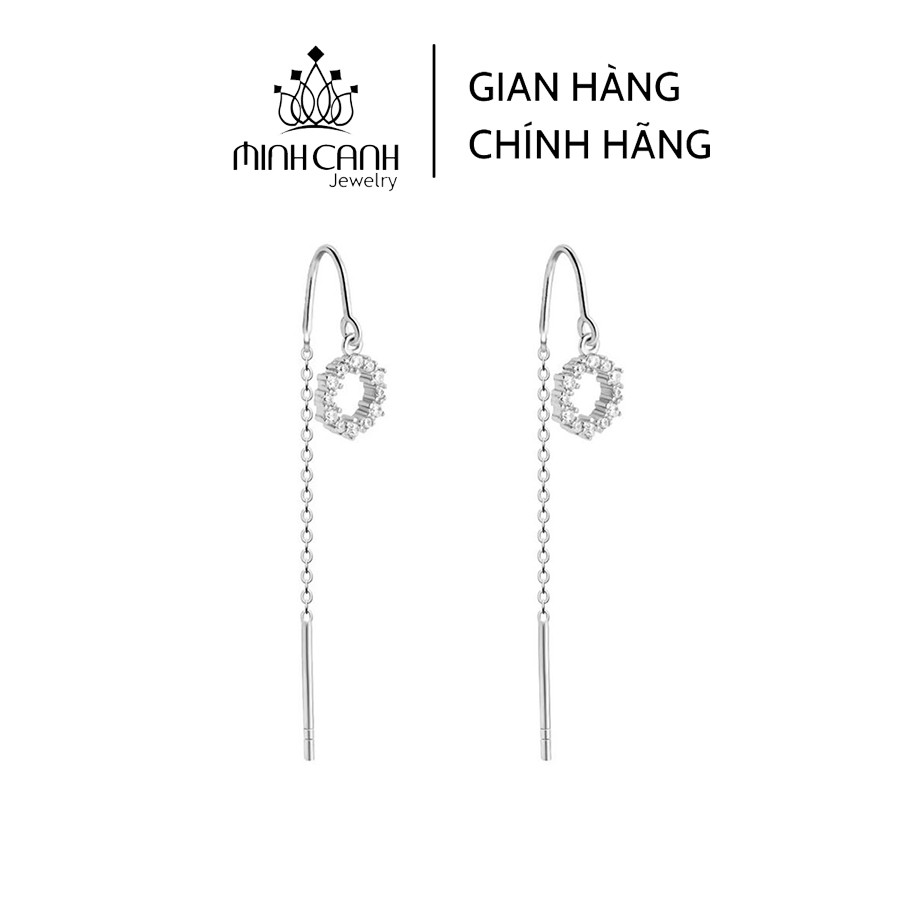 Hoa Tai Mặt Tròn Đính Đá Dáng Dài - Minh Canh Jewelry