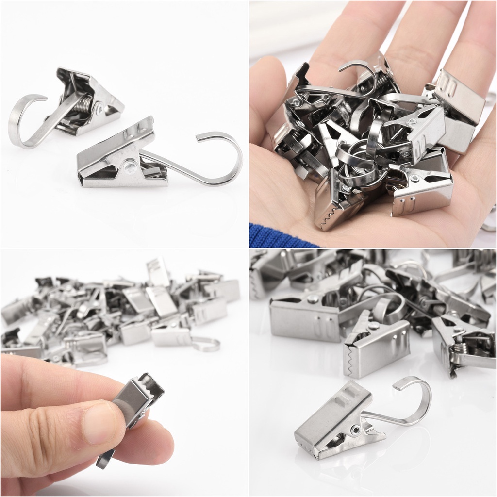 Yueton Gói 30 Kẹp Thép Không Gỉ Có Móc Treo Rèm Cửa Trang Trí Nhà CR1