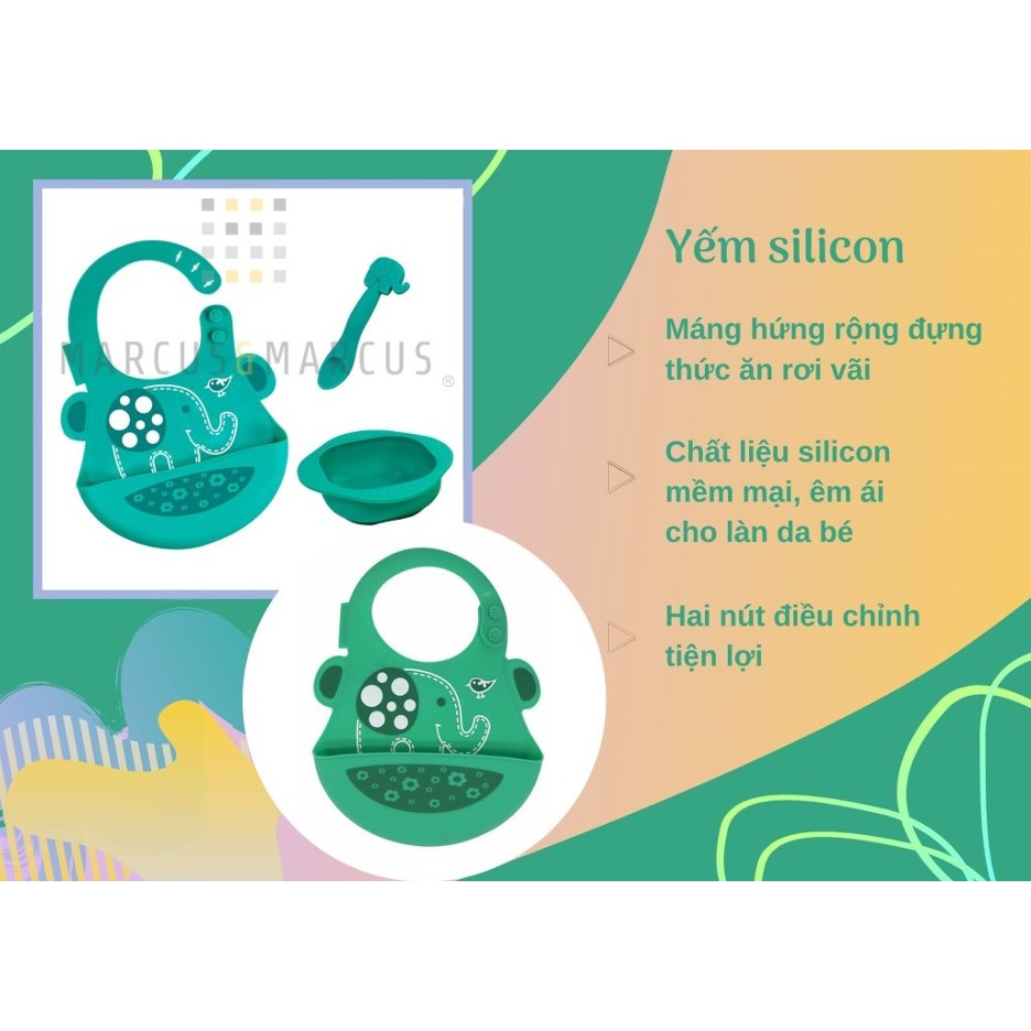 [Mã LTP50 giảm 50000 đơn 150000] Bộ đồ dùng ăn dặm silicon Baby Marcus & Marcus, cho bé từ 6 tháng - Ollie