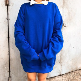 áo nỉ bông tay dài sweater xanh dương - blue sweater