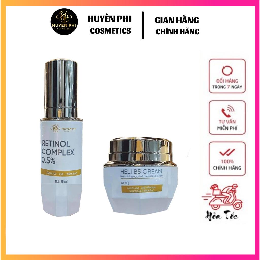 Combo Bộ Tái Sinh Retinol Complex Huyền Phi, Kem Phục Hồi Heli B5 Cream Dưỡng Da Tái Tạo Chăm Sóc Làn Da Khỏe Mạnh