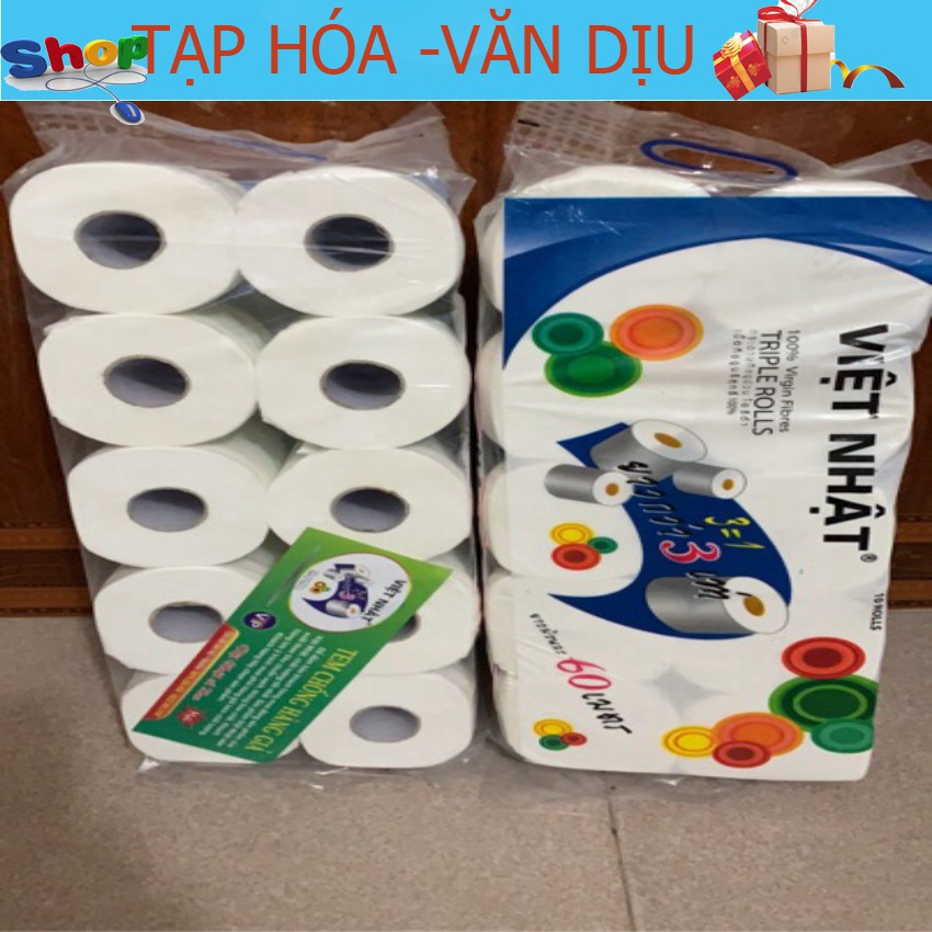 Giấy vệ sinh Việt Nhật cá heo loại 10 cuộn*3 lớp 950g  ✅còn hàng ✅ tạp hóa Văn Dịu