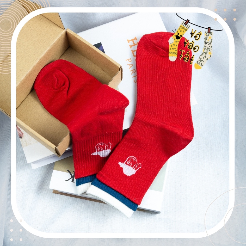 TẤT VỚ CỔ CAO UNISEX NHẤN 3 TẦNG CỰC ĐỘC