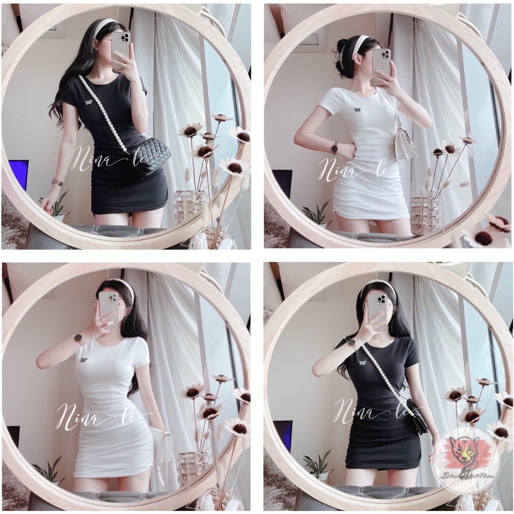 Đầm body sườn thêu bướm | Đầm nhúng sườn dáng ôm sát🔥By steven.factory