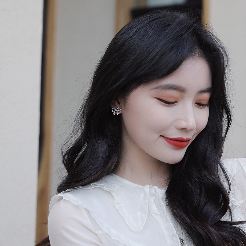 Khuyên tai nơ kim bạc đơn giản sang trọng thời trang 2021