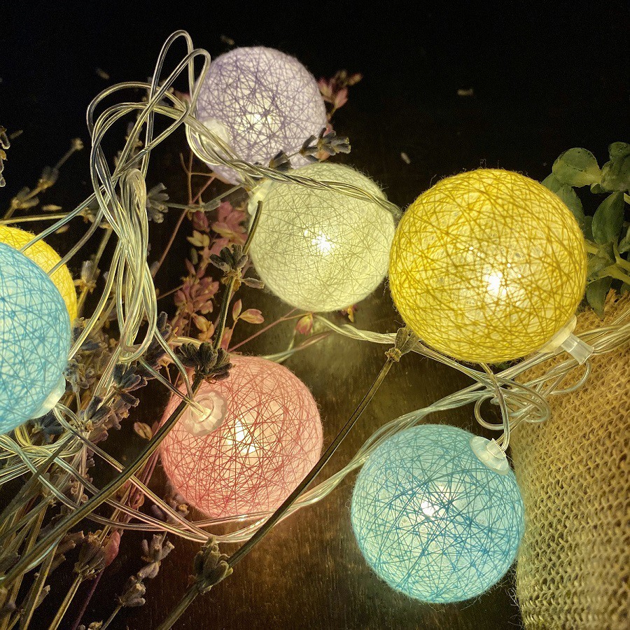 (Tặng Pin AA) Dây Đèn Cotton Ball 3 Mét 20 Banh Led, Banh Vải, 5 Màu Pastel, Không Nhấp Nháy | BigBuy360 - bigbuy360.vn