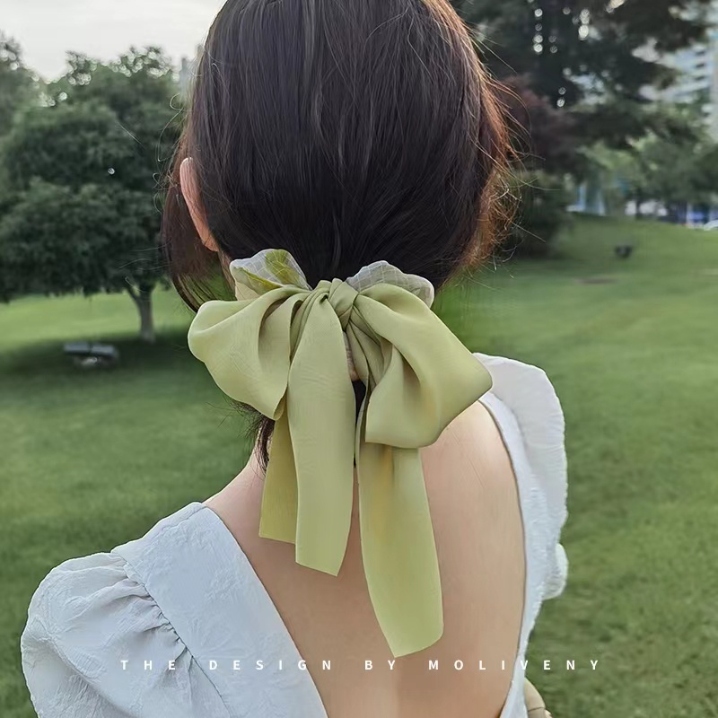 Dây Buộc Tóc Thắt Nơ Ruy Băng Bản Lớn Thanh Lịch Phong Cách Hàn Quốc Cho Nữ