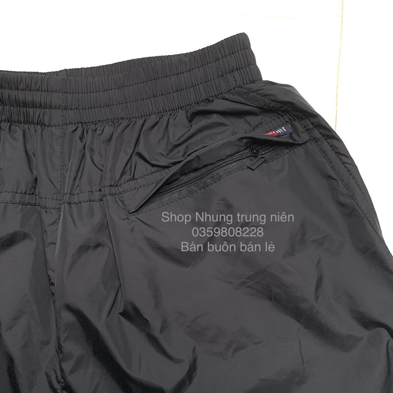Quần gió thể thao nam trung niên đũng dài ống suông lót lưới