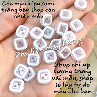 Nút sơmi trắng 2 lỗ đủ kiểu 12mm(1,2cm)