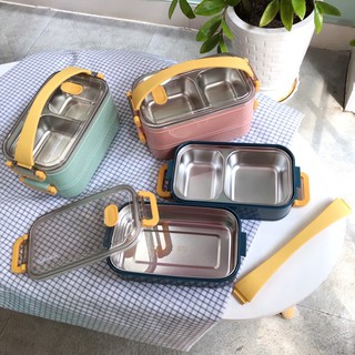 🔥[FREESHIP]🔥 Hộp Cơm Giữ Nhiệt 2 Tầng 3 Ngăn INOX304 Dung Tích 1.6L