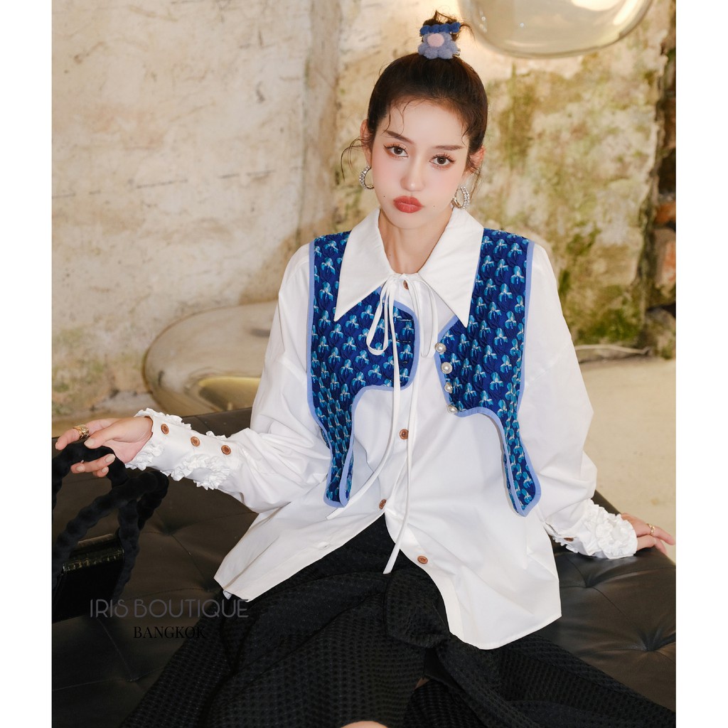 Iris Boutique IV008 21/Falls Blue merry vest Áo vest xanh lam