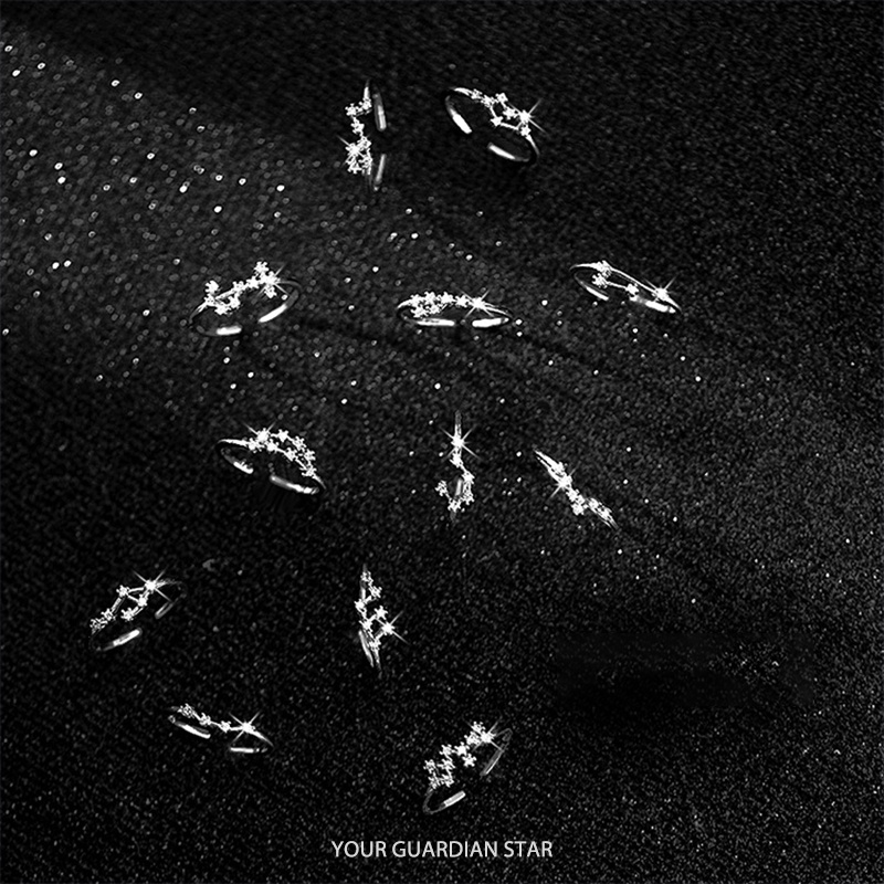 Nhẫn Bạc Đính Đá Zircon Hình 12 Chòm Sao Thời Trang