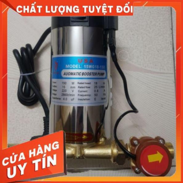 Máy bơm tăng áp cho máy giặt, nóng lạnh, tưới cây (100W) có rờ le tự ngắt 100% ĐỒNG