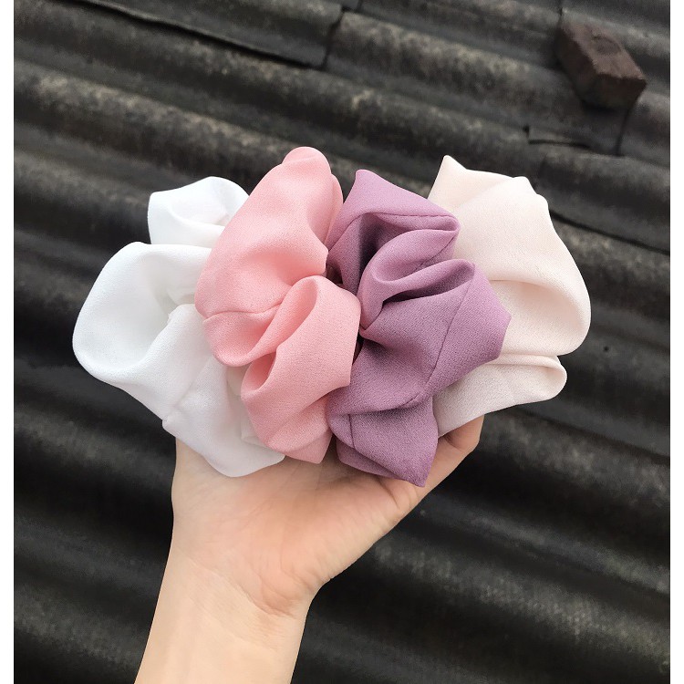 Dây Cột Tóc Vải Scrunchies Màu Pastel Xinh Xắn