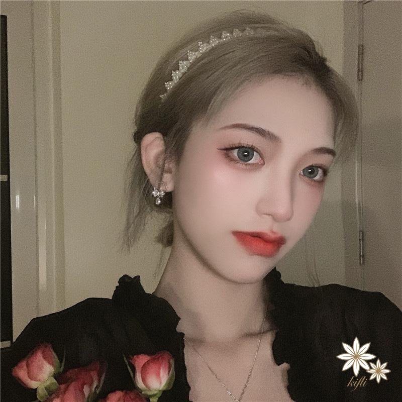 【Kifli】 Bông Tai Hình Nơ Đính Đá Cao Cấp Thời Trang Ngọt Ngào Dành Cho Nữ