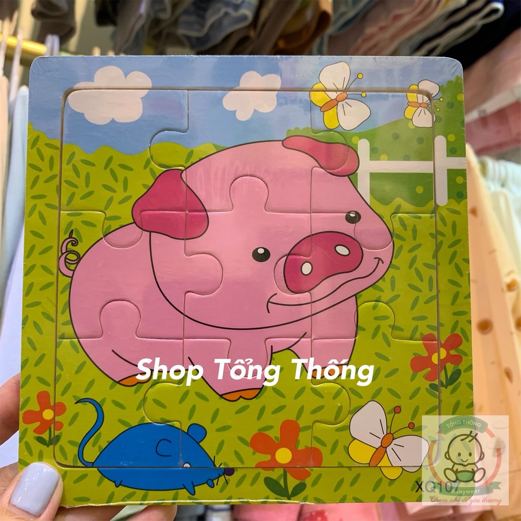 [SIÊU RẺ] Đồ chơi Ghép hình puzzle tranh ghép gỗ an toàn 9 mảnh xếp hình con vật, phương tiện cho bé trai bé gái